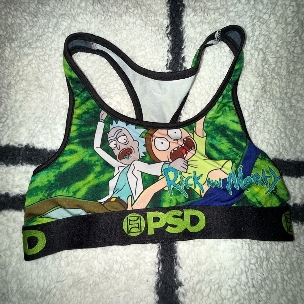 PSD Green Rick and Morty Graphic Sports Bra